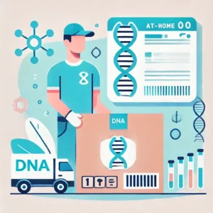 home DNA test kit and lab tools, representing at-home prenatal testing