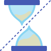 Hourglass with a line through it, representing no wait time for testing