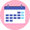 Blue and pink calendar icon symbolizing flexible DNA testing scheduling