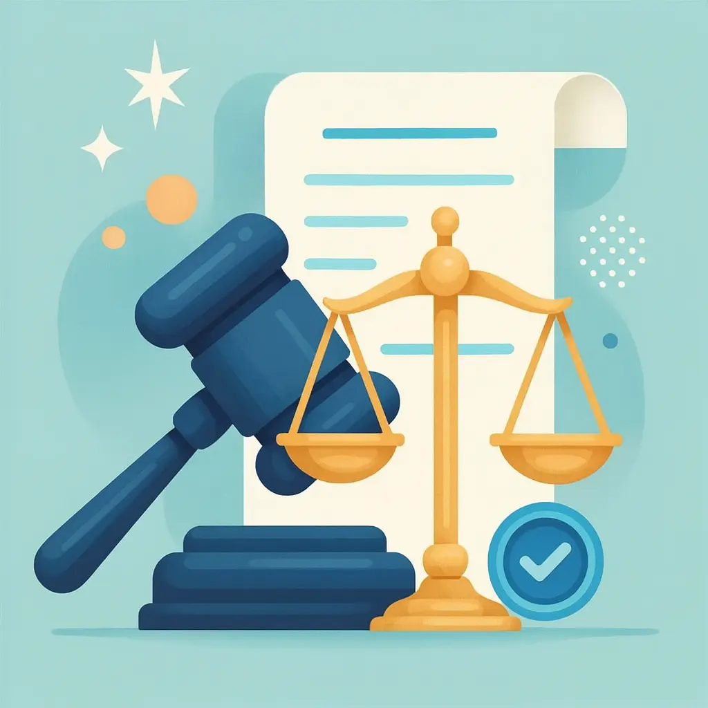 Gavel, scale, and scroll to show justice