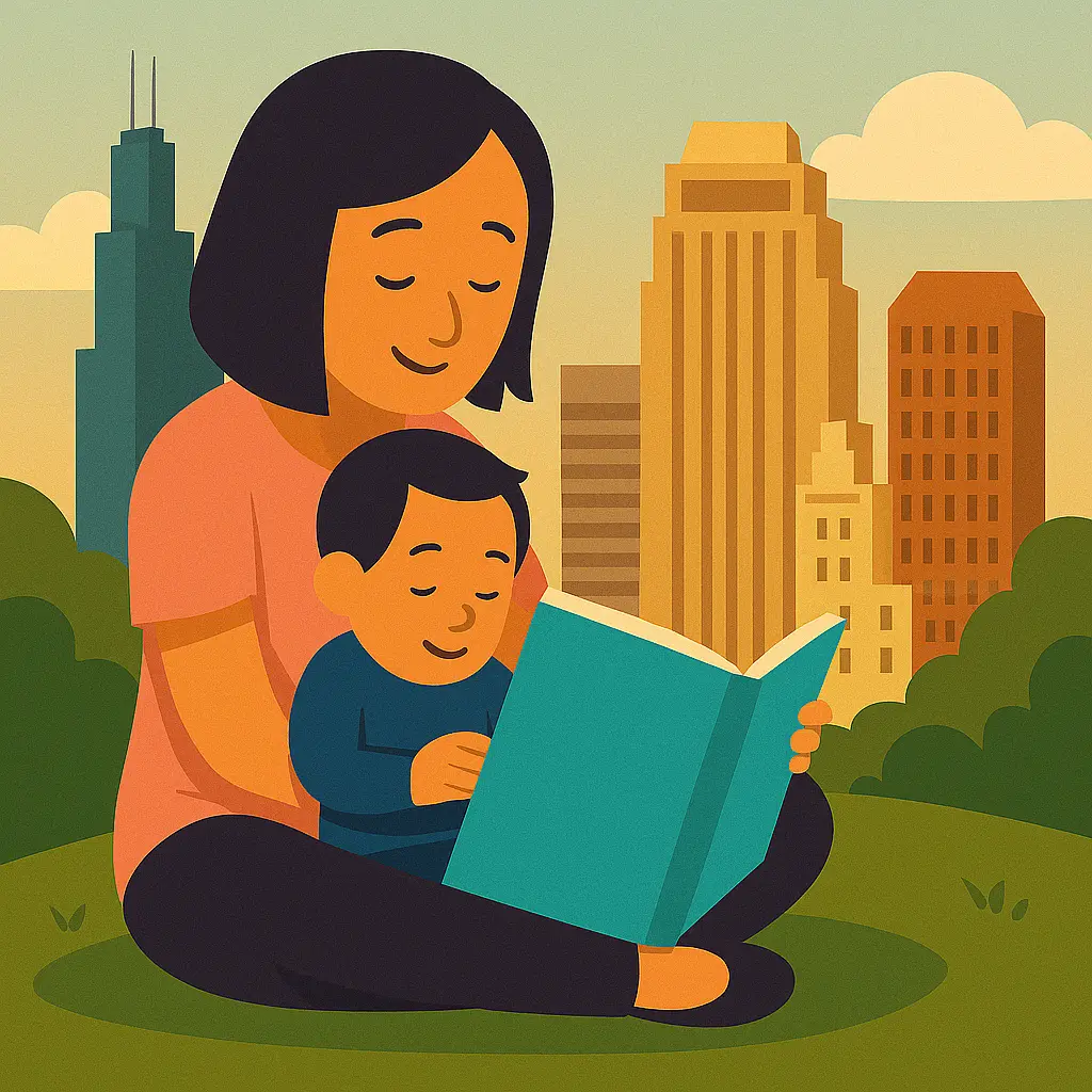 Mother holding baby with New York City skyline – representing prenatal DNA testing in NYC